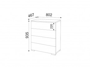 Комод 4 ящика Осло М05 ручка брусок Белый в Верхнем Уфалее - verhnij-ufalej.mebel74.com | фото 2