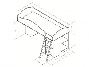 Кровать чердак Дюймовочка 5.1 Венге в Верхнем Уфалее - verhnij-ufalej.mebel74.com | фото 2