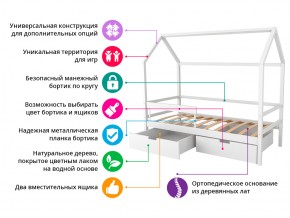 Кровать-домик Svogen с фото с ящиками и бортиком бежевый/зверята в Верхнем Уфалее - verhnij-ufalej.mebel74.com | фото 2