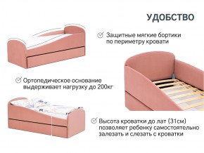 Кровать с ящиком Letmo пудровый (велюр) в Верхнем Уфалее - verhnij-ufalej.mebel74.com | фото 2