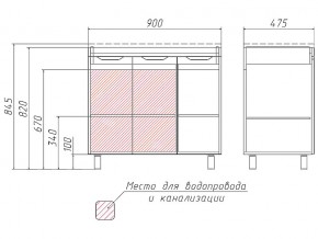 Тумба под умывальник Andrea 90 3D без ящика в Верхнем Уфалее - verhnij-ufalej.mebel74.com | фото 2